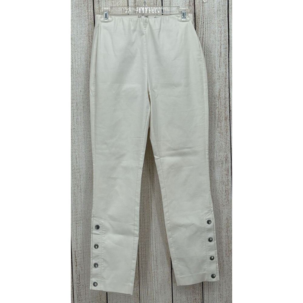 Rag & Bone Simone Pants Size 2 Slim Ankle Rear Zip Snap-Up Ankles White